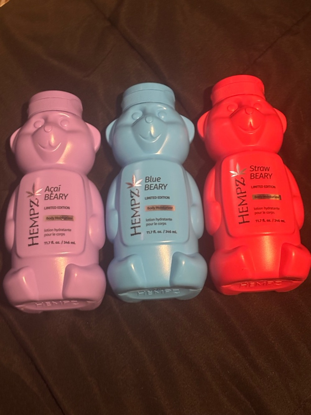 Hempz Bear Body Lotions - Purple, Blue, Red Trio